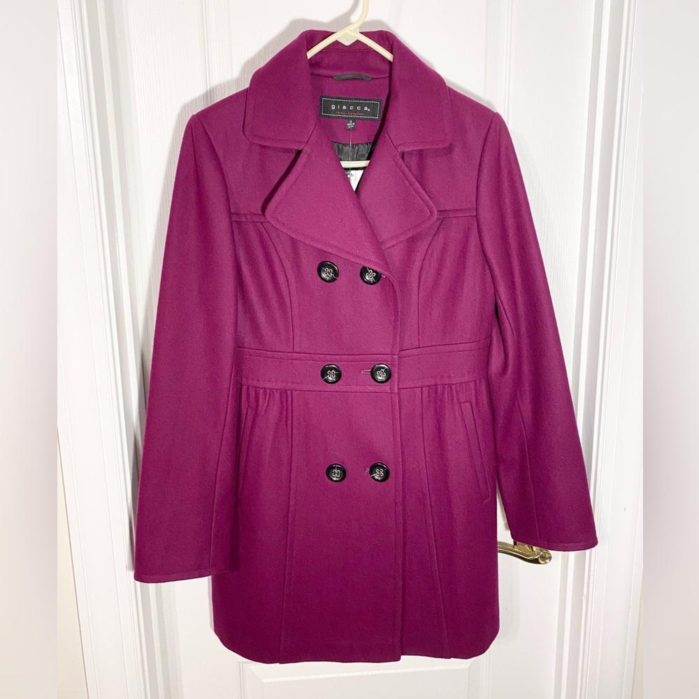 NWT Y2K Giacca Bow Back Wool Blend Peacoat Currant Purple Size Medium